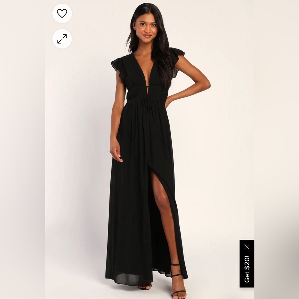 I’m All Yours Black Ruffled Maxi Dress